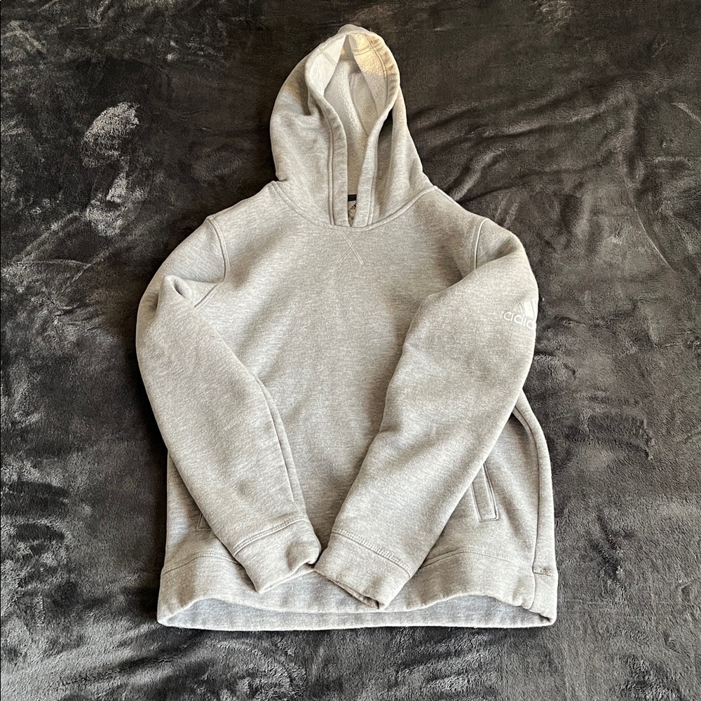 Adidas Light Gray kids Hoodie Pullover Medium